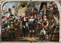 Kong Christian 4 uden sit ene øje på skibet Trefoldigheden under slaget. Maleri af Wilhelm Marstrand fra 1865, det findes i Roskilde Domkirke..jpg
