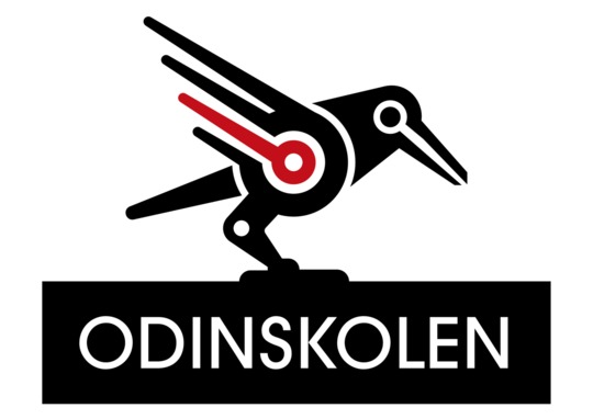 Odinskolens logo bestående af en sort ravn