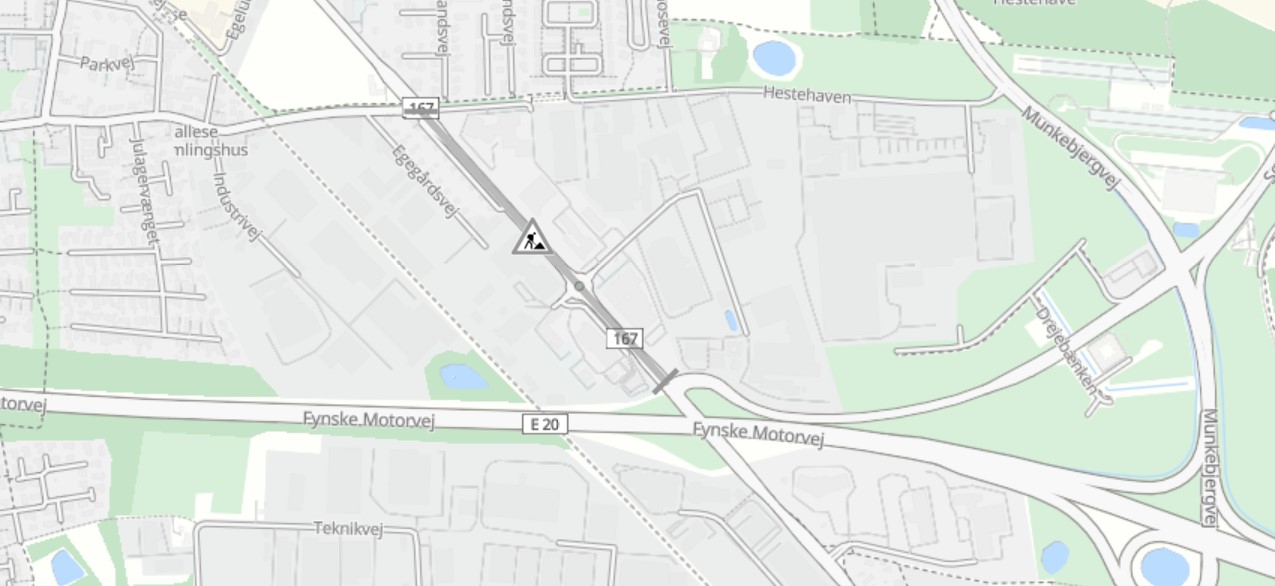 Billedet viser, hvor Svendborgvej er spærret.